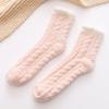 Calcetines de terciopelo coral para otoño e invierno, calcetines de media pantorrilla con giro de color puro, calcetines de piso engrosados de terciopelo simple, calcetines para dormir de Heattech