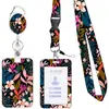 Parche ovalado de aleación de zinc con epoxy floral fresco pequeño, hebilla de fácil extracción, cordón de poliéster con flor de fácil extracción, porta-tarjetas de PVC
