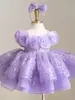 Vestido de Princesa Brillante para Niña con Hombros Descubiertos y Flores de Rosa para la Actuación Navideña Infantil