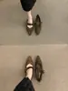 Primer Encuentro Ji Retro Francés Punta Fina Gamuza Profesionales Mary Jane Zapatos Mujer Suela Suave Hebilla Única Aumentador de Altura Tacón de Cuña Viajes Ligeros