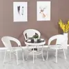 Conjunto de Mesa e Cadeiras para Varanda Externa, Conjunto de Três Peças de Cadeira de Rattan, Mesa Pequena, Mesa de Centro, Cadeira de Lazer com Encosto, Cadeira para Pátio Externo