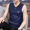 Chaleco de Verano para Hombre 2025 Corte Slim Cuello en V Hombro Ancho Camiseta sin Mangas Fitness Deportes Chaleco Estilo Chino Top Ropa