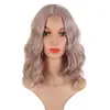 Pelucas para Mujeres Europeas y Americanas, Peluca de Encaje Frontal, Raya en Medio, Encaje Pequeño, Patrón de Ola de Agua, Cabello Corto Rizado de Colores, Peluca de Fibra Sintética