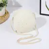 Moda de Verano Bolso Redondo de Paja para Niños Bolso Cruzado Geométrico de Gran Capacidad Bolso de Hombro Tejido Regalo de Vacaciones
