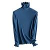Suéter Térmico de Punto de Seda de Morera con Cuello Alto para Mujer, Camiseta Básica de Canalé con Forro Polar, Top Interior Adelgazante, Camiseta para Otoño e Invierno Nueva Colección