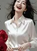 Camisa de Manga Larga de Color Puro con Diseño Minimalista de Nicho para Mujer, Temperamento de Principios de Otoño, Versátil, Holgada, Adelgazante, Cuello Polo, Top de Moda