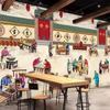 Restaurantes de Estilo Rústico con Ambiente Vintage, Negocio en Auge, Papel Tapiz Nostálgico para Comedor, Papel Tapiz para Salón de Restaurante, Revestimiento de Pared de Fondo Mural Retro