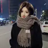 Cachecol Xadrez Vermelho de Natal para Mulheres no Outono e Inverno Estilo Coreano Imitação de Caxemira Luxo Acessível Alta Qualidade Cachecol Xale Quente