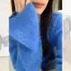 Suéter de punto redondo de piel de visón verde de alta gama para mujer, suave y acogedor para otoño e invierno, perfecto como capa exterior, top grueso de mohair