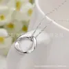 Colgante de Moda Brillante Estilo Coreano Collar de Pareja Amor Verdadero Para Siempre Colgante con Letra Cuadrada y Redonda Accesorios de Colgante Individual Venta al por Mayor