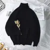Tricô de Gola Alta Outono e Inverno Masculino Cor Lisa Solto Espessado Camada Base Tricô Estudante Versátil Estilo Coreano Trbottomyy Manga Longa Personalizada