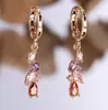 Pendientes Geométricos Largos de Marquesa con Aguamarina y Diamante Transfronterizos Europeos y Americanos, Modernos y de Alta Gama Elegantes, Modelos Populares de Venta Caliente