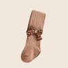 Nuevas medias de primavera y otoño color rocke patrón espiga de trigo estilo pastoral flores pequeñas lazo grande calcetines de bebé al por mayor