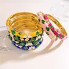 Pulseira Europeia e Americana Retro de Margarida Aberta em Esmalte, Design Simples, Estilo Nicho, Acessório que Não Desbota