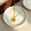 Anillo de Corredor Hueco de Alta Calidad Chapado en Oro 24K CNC, Collar con Letra de la Fortuna, Cadena para Clavícula de Nuevo Estilo Chino, Accesorio de Alta Retención de Color