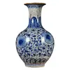 Jarrón de Cerámica Jingdezhen Antiguo Horno Oficial Chinoiserie Hogar Jarrón Grande de Porcelana Azul y Blanca Decoración para Sala de Estar Mueble de TV