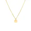 Collar de Moda y Versátil, Acero Inoxidable Transfronterizo Europeo y Americano, Grabado Personalizable, Cadena para Clavícula para Mujer, Cadena Fina Simple, Collar con Colgante Redondo