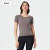 Traje de yoga de verano ajustado con cuello redondo, sin costuras, transpirable y agradable para la piel, camiseta deportiva de manga corta para mujer D25073