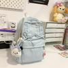 Mini Mochila Escolar para Meninas, Estudantes Universitárias, Design Plissado com Laço de Cordão, Mochila para Exterior, Mochila, Viagem Feminina