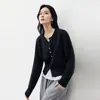 Novo Cardigã de Tricô com Gola Redonda Estilo Francês para Mulheres, Novo Modelo Primavera e Outono 2026, Casaco Suéter Versátil Elegante e Macio para Mulheres