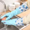Luvas Domésticas Espessas Longas Luvas de Borracha para Lavar Roupa Luvas de Limpeza de Cozinha Forradas com Lã Impermeáveis para Lavar Louça