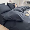 Nuevo conjunto de tres piezas de color liso lavado, dos tonos, para dormitorio de estudiante, alta gama, adecuado para todas las estaciones, incluye funda de edredón y sábana bajera