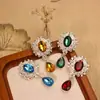 Estilo Broche - Gota d'água Liga Flor Plateada Acessórios de Diamante Acessórios para Roupas Acessórios de Strass Flor de Liga para DIY Fivela de Diamante