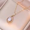 Mulheres Colar Estilo Japonês e Coreano Internet Celebridade Transfronteiriço Zircão Geométrico Nicho Novo Estilo Design Sentido Pingente Elegante Colar de Aço Titânio