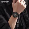 Reloj Sanda Venta Caliente Tres Ojos Seis Manecillas Moda Cuarzo para Hombre Luminoso Correa de Acero Calendario Resistente al Agua Reloj de Negocios para Hombre
