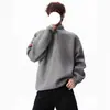 Suéter de punto grueso con bloques de color a rayas y cuello alto con media cremallera, estilo "old money", unisex, corte holgado, top de punto casual para otoño e invierno