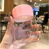 Taza Chubby Vidrio Mini Resistente al Calor Taza para Leche Taza Mezcladora Transparente Sellada Portátil Estudiante Femenina Taza Pequeña de Agua