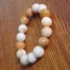 Pulsera de jade amarillo de Xinjiang, jade dorado, 14 mm, cuentas redondas prensadas de polvo sintético, fabricante de pulseras, cuentas de piedra simples, pulsera de calcedonia