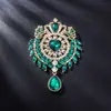 Broche de Gota de Agua, Estilo Europeo y Americano, Exagerado y Grandioso, Pin Colorido, Broche de Cristal Vintage, Pin de Solapa Estilo Corte, Accesorio para Traje y Qipao