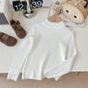 Top de Cuello de Solapa Interior Auricular para Niños Invierno 2025 Suave Ceroso Camiseta Básica Tejida para Bebé Niña Suéter para Niñas Ropa Fina de Invierno
