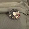 Elegante Broche Musical Floral Insignia Metálica Accesorio para Ropa Pin de Solapa con Patrón de Paisaje Geométrico Circular Venta al por Mayor de Fábrica