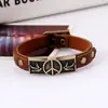 Accesorios Europeos y Americanos de Moda Más Vendidos Pulsera Decorativa Simple de Señal de Paz Paloma de la Paz Pulsera Versátil Ajustable de Cuero de Vaca