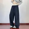 Calça de moletom com cós color block personalizado/americano moderno, perna reta, caimento pesado, para homens e mulheres, solta e modeladora para o outono, estilo esportivo casual