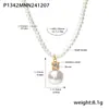 Xinyixin Europeu e Americano Aço Inoxidável Zircão Grande Pérola Shijia Bei Contas Clavícula Colar Elegante Luz Luxo Princesa Acessórios Mulheres