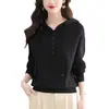 Sudadera de Punto Roja con Capucha para Mujer Principios de Otoño 2025 Nueva Primavera y Otoño Madre de Mediana Edad Petite Top Interior