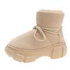 Zapatillas de algodón de la fábrica de zapatos Qidan para mujer, estilo coreano de invierno, suela gruesa con forro polar, cálidas botas de algodón para nieve al aire libre de moda para celebridades de Internet para mujer