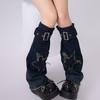 Funda de pierna de mezclilla con cuerno marea y2k cultura asiática calcetines de pierna ancha apilados chica caliente del milenio calcetines para pantorrilla calcetines de encaje para mujer