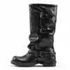 26 Nuevo estilo de comercio exterior, botines retro plisados, botas de montar de media caña para mujer, tacón grueso, efecto adelgazante, estilo europeo y americano, botas largas de moda