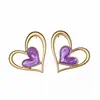 Pendientes de Botón con Diseño de Nicho Transfronterizo Europeo y Americano Estilo Metálico de Corazón Pendientes Simples Tridimensionales Sensación de Lujo Ligero Accesorios para Pendientes Mujer