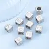 Cuentas de número de acero inoxidable, cuentas espaciadoras cuadradas que no se decoloran, cuentas sueltas para accesorios y materiales de joyería DIY