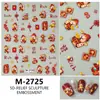 Nuevas Pegatinas para Uñas 5D en Relieve de Moda para Año Nuevo, Pegatinas Frescas de Arte para Uñas Estilo Francés, Pegatinas Japonesas Florales de Dibujos Animados