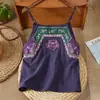 Camisola Bordada de Algodón y Lino para Mujer, Nuevo Estilo Verano 2025, Ropa Interior Artística Retro, Chaleco de Tirantes Cortos