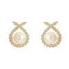 Pendientes de perlas con diseño de nicho para mujer, con microincrustaciones de circonitas cruzadas, estilo retro de Hong Kong, de lujo y de alta calidad.