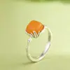 Ciervo Dorado Rey Plata S925 Lujo Ligero Moda Incrustado Ámbar Nudo de Bambú Cuadrado Estilo Antiguo Aretes de Botón Nuevo Estilo Chino Aretes para Mujer
