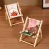 Silla de Playa Regalo Soporte para Teléfono Móvil Mini Regalo de Madera Reclinable Plegable Accesorios para Fotos Decoración Escritorio Creativo