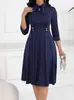 Comercio Exterior Transfronterizo, Nuevo Estilo Más Vendido en Europa y América, Elegante Cuello de Corbata de Moño, Ceñido a la Cintura, Adelgazante, Vestido Elegante para Mujer